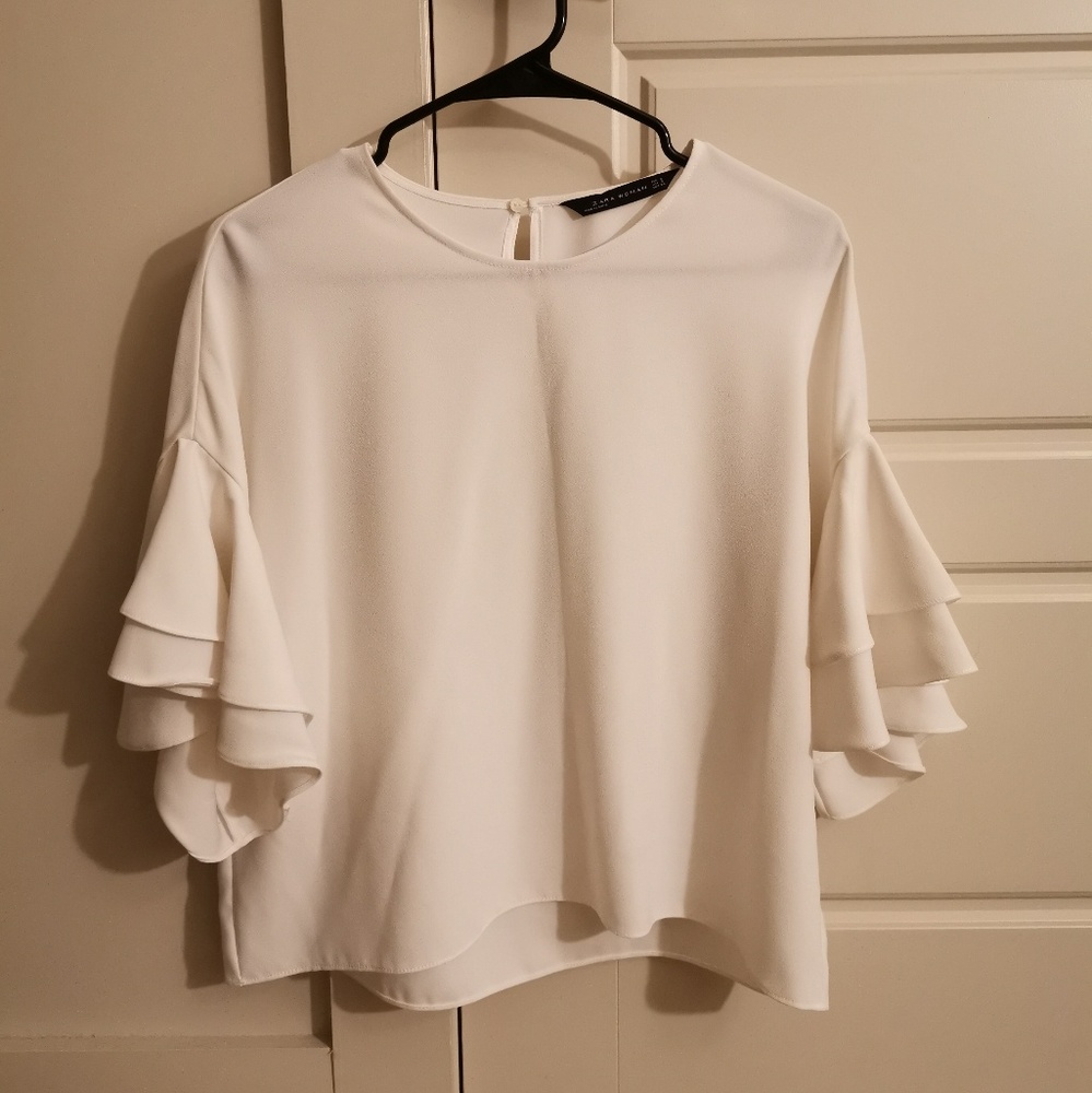 Zara flowy white half sleeve blouse size S